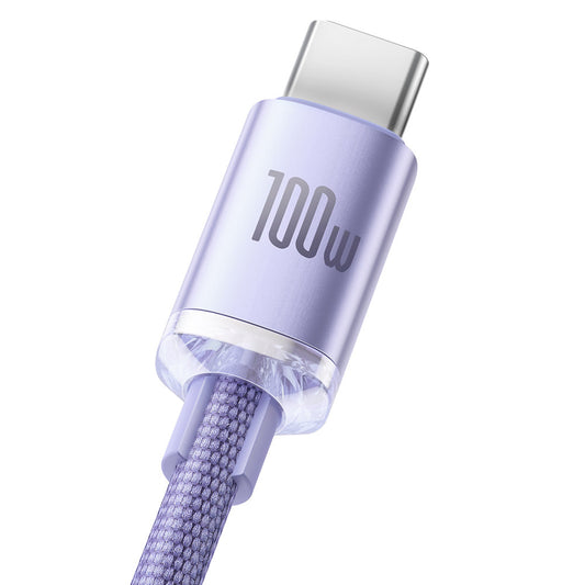 USB-A to USB-C Data and Charging Cable Baseus Crystal Shine Series, 100W, 2m, Purple CAJY000505