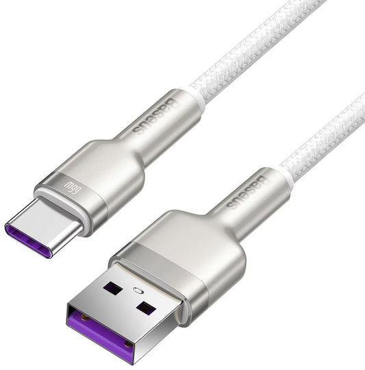 Data and Charging Cable USB-A to USB-C Baseus Cafule Metal Series, 66W, 1m, White CAKF000102