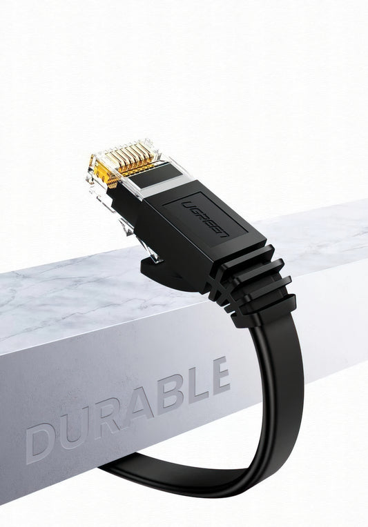 UGREEN NW102 Flat Network Cable, UTP, Cat6, 10m, Black