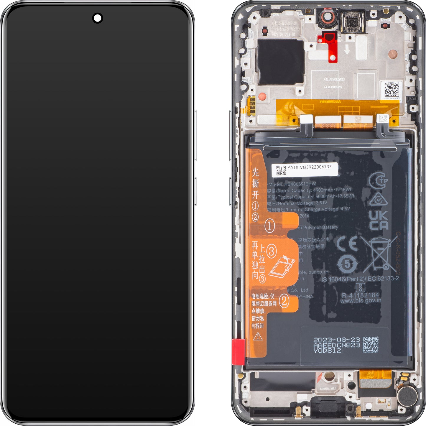 Touchscreen Display Honor 90, with Frame and Battery, Midnight Black, Service Pack 0235AGDN