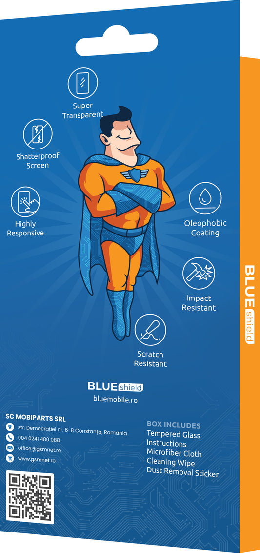 Blue Shield Screen Protector for Honor 90, Shielded Glass, Edge Glue, Case Friendly, Black