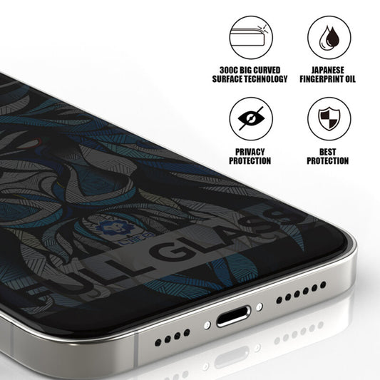 Privacy Screen Protector Lito D+ Max 300C for Apple iPhone 17 / 16 Pro, Tempered Glass, Full Glue