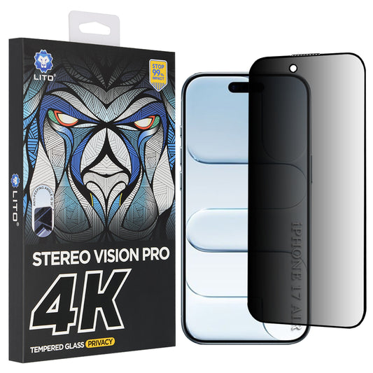 Privacy Screen Protector Lito D+ Max 4K for Apple iPhone 17 Air, Tempered Glass, Full Glue