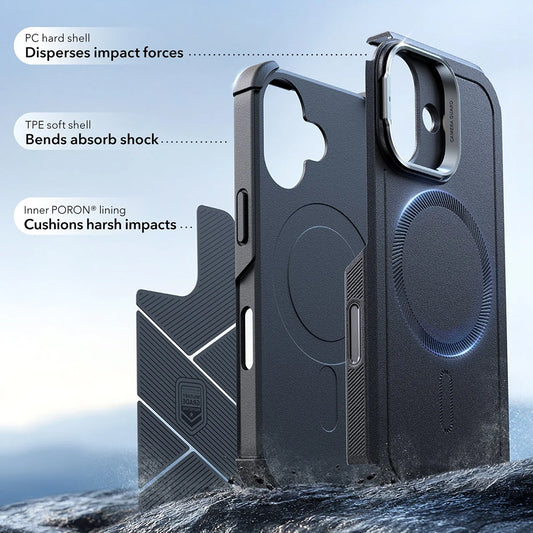 MagSafe Case for Apple iPhone 17, ESR, Cyber Armor Kickstand, Black