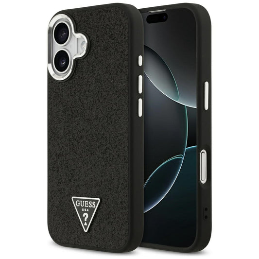 MagSafe Case for Apple iPhone 17, Guess, Glitter Triangle Logo, Black