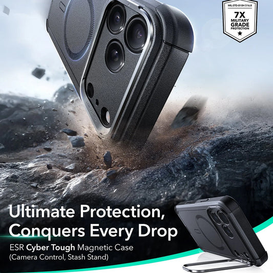 MagSafe Case for Apple iPhone 17 Pro, ESR, Cyber Armor Kickstand, Black