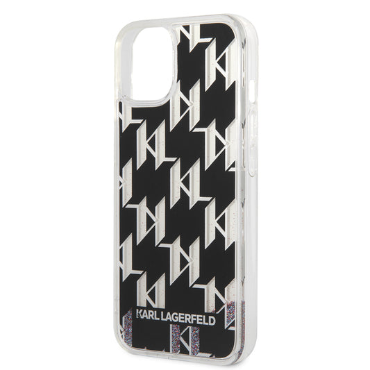 Case for Apple iPhone 14, Karl Lagerfeld, Liquid Glitter Monogram, Black