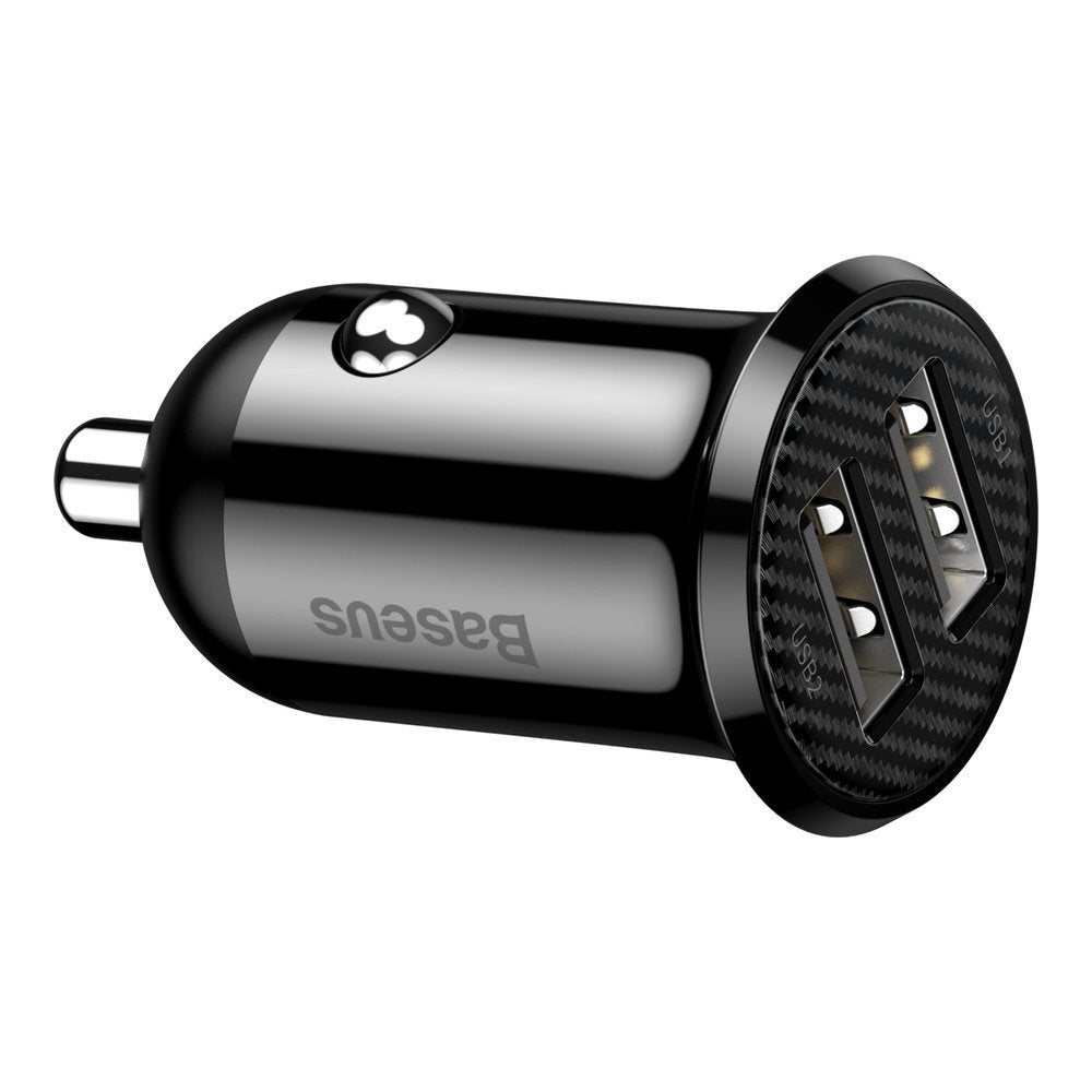 Car Charger Baseus Grain Pro, 24W, 2.4A, 2 x USB-A, Black CCALLP-01