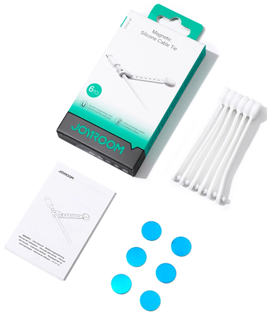 Joyroom JR-ZS422 Cable Organizer, Magnetic, Set of 6 Pieces, White