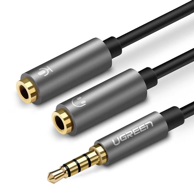 Audio Adapter 3.5mm - 2 x 3.5mm UGREEN AV141, 0.2m, Grey