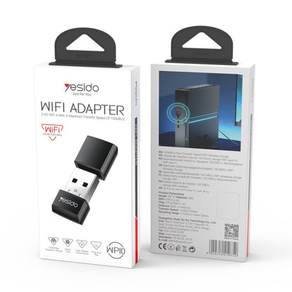 Yesido WP10 Wireless Adapter, 150Mbps, Black