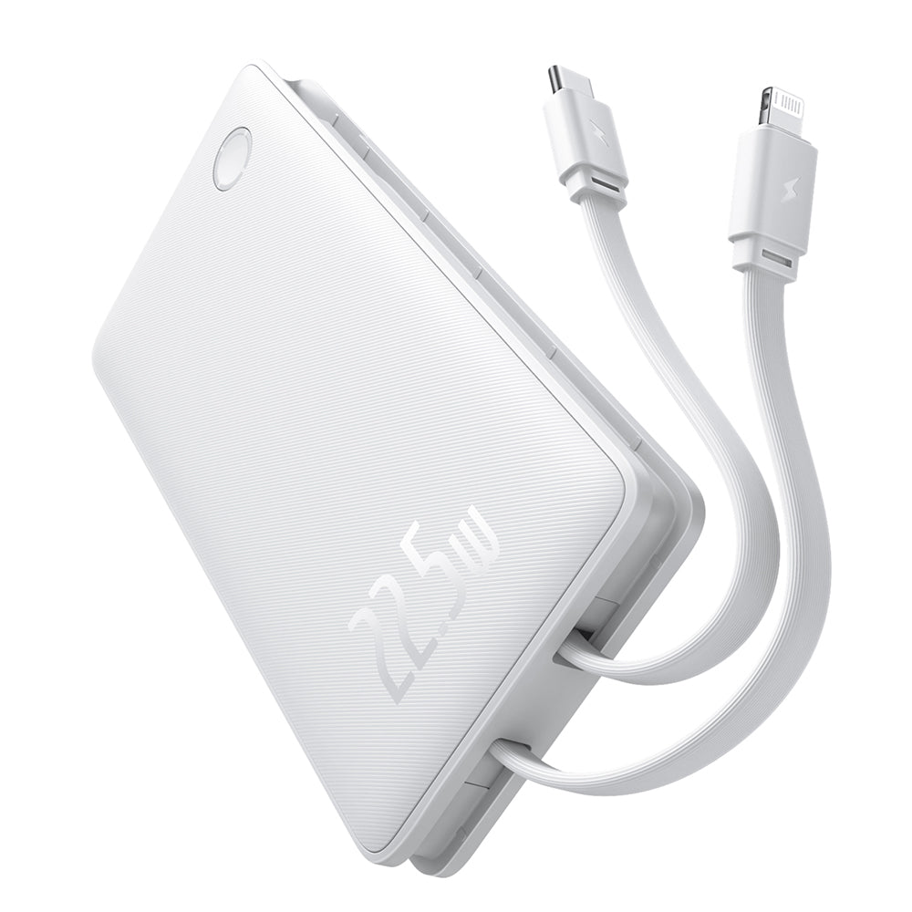 Baseus Airpow Lite External Battery, 10000mAh, 22.5W, QC + PD, 1 x Lightning - 1 x USB-A - 2 x USB-C, White P10067501213-00