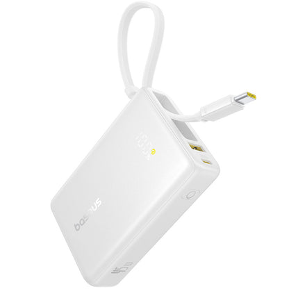 Baseus PicoGo External Battery, 10000mAh, 45W, QC + PD, 1 x USB-A - 2 x USB-C, White P10076803213-00