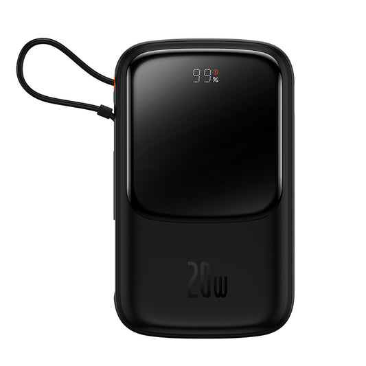 Baseus Qpow Pro External Battery, 20000mAh, 20W, QC + PD, 1 x Lightning - 1 x USB-A - 1 x USB-C, Black PPQD040001
