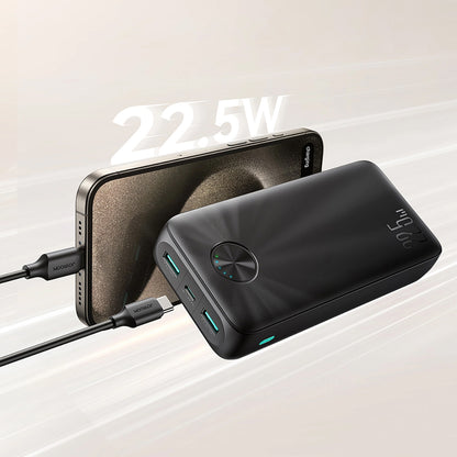 External Battery Joyroom JR-PBF16, 20000mAh, 22.5W, QC + PD, 1 x USB-C - 2 x USB-A, Black 