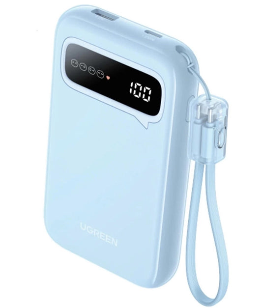 UGREEN PB522 External Battery, 10000mAh, 20W, QC + PD, 1 x USB-A - 1 x USB-C, Blue