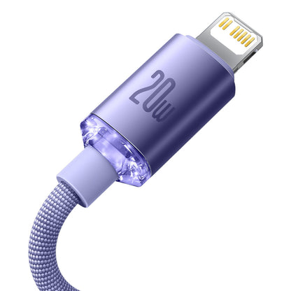 USB-C to Lightning Baseus Crystal Shine Series Data and Charging Cable, 20W, 2m, Purple CAJY000305