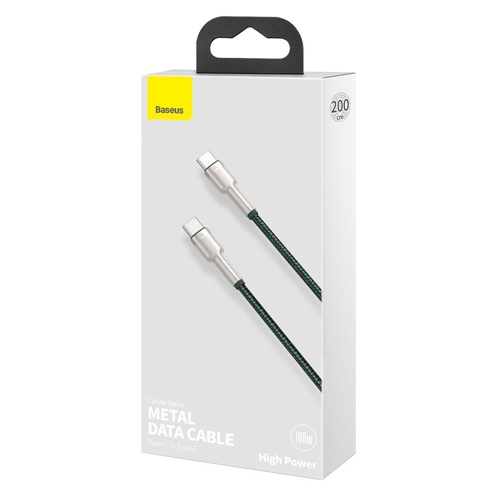 USB-C Data and Charging Cable - USB-C Baseus Cafule Metal Series, 100W, 2m, Green CATJK-D06