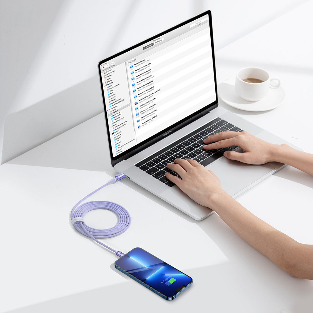 USB-C to Lightning Baseus Crystal Shine Series Data and Charging Cable, 20W, 2m, Purple CAJY000305