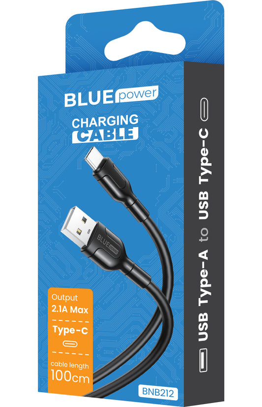 Adat- és töltőkábel USB-A - USB-C BLUE Power BLUE Power BNB212, 18W, 1m, fekete