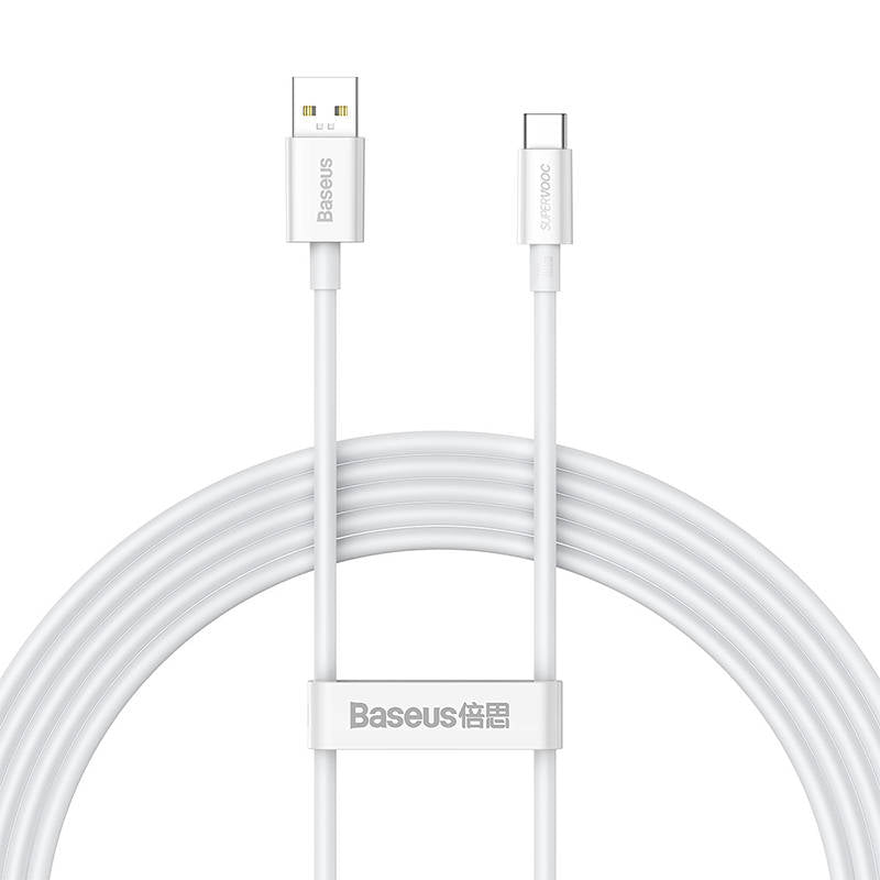 Data and Charging Cable USB-A - USB-C Baseus Superior Series, 65W, 2m, White CAYS000901 CAYS000901