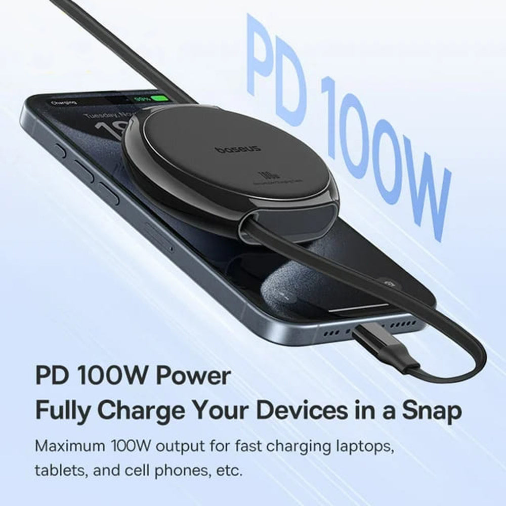 USB-C Data and Charging Cable - USB-C Baseus Pathfinder Retractable, 100W, 1m, Black P10368400111-00