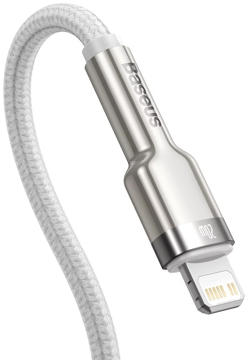 USB-C to Lightning Baseus Cafule Metal Series Data and Charging Cable, 20W, 2m, White CATLJK-B02