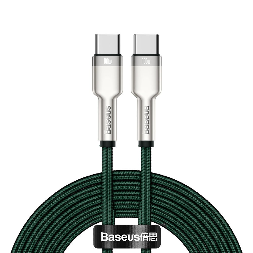 USB-C Data and Charging Cable - USB-C Baseus Cafule Metal Series, 100W, 2m, Green CATJK-D06