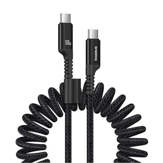 USB-C to USB-C Data and Charging Cable - Baseus Fish Eye Spring, 100W, 1m, Black P10320203111-00