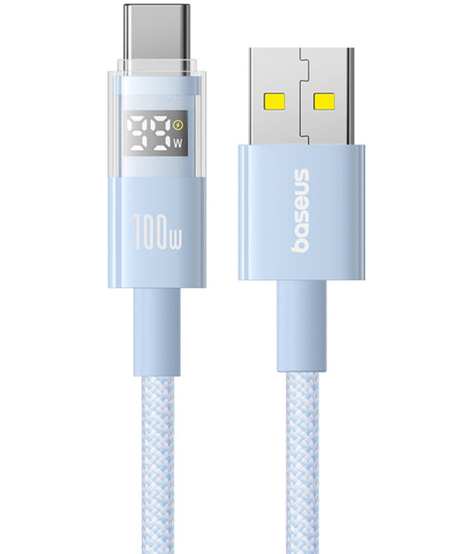 USB-A to USB-C Data and Charging Cable Baseus Display 2, 100W, 1m, Blue P10382701311-00