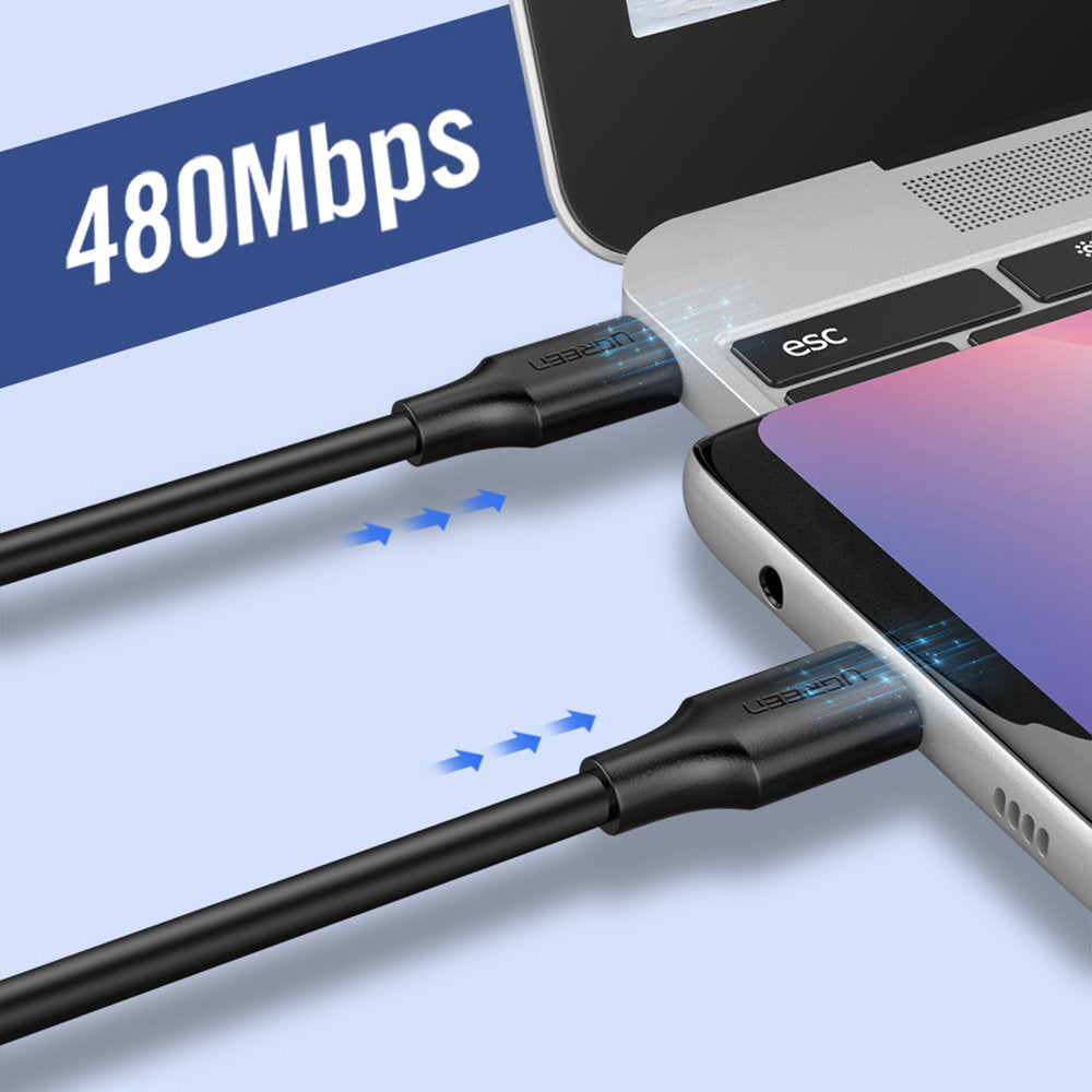 USB-C Data and Charging Cable - USB-C UGREEN US286, 60W, 2m, Black