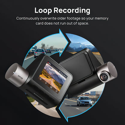 Front and Rear Car Camera 70mai Dash Cam A510, 3K, GPS, Wi-Fi, 2-inch Display
