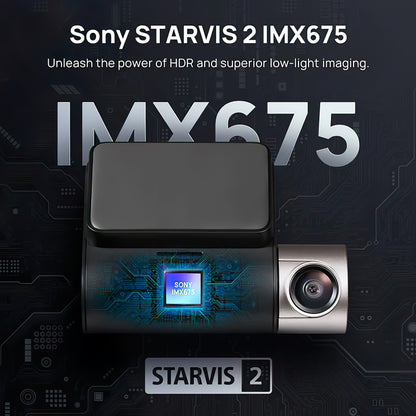 Front and Rear Car Camera 70mai Dash Cam A510, 3K, GPS, Wi-Fi, 2-inch Display