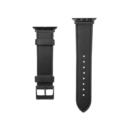 Fixed Leather Strap for Apple Watch 49mm / 46mm / 45mm / 44mm / 42mm Series, Black