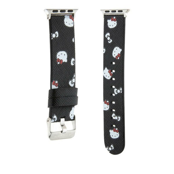 Hello Kitty Leather Kitty & Bows Strap for Apple Watch 42mm / 41mm / 40mm / 38mm Series, Black