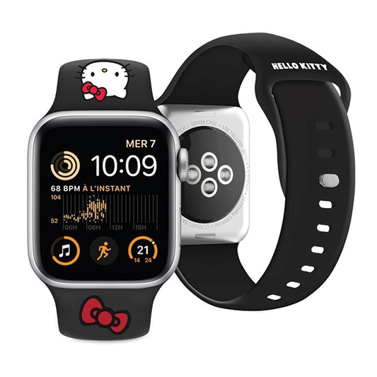 Hello Kitty Silicone Kitty Head Strap for Apple Watch 42mm / 41mm / 40mm / 38mm Series, Black