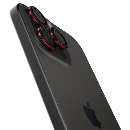 Back Camera Protective Film Spigen EZ FIT for Apple iPhone 16 Pro Max / 16 Pro / 15 Pro Max, Glass Protected, Set 2 pieces, Black AGL05217 