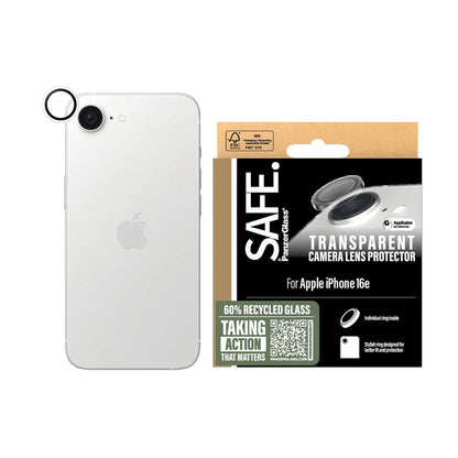 PanzerGlass Safe Rear Camera Protection Film for Apple iPhone 16e, Tempered Glass, Transparent