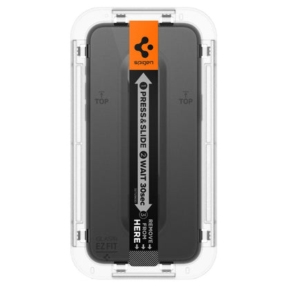 Spigen EZ FIT Screen Protector for Apple iPhone 15, Shielded Glass, Full Glue, 2.5D, Case Friendly, Black AGL06908 AGL06908 