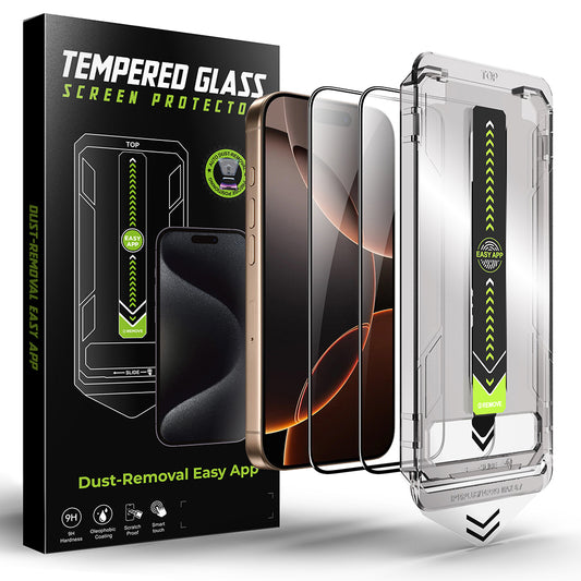 Techsuit TitanGlass Screen Protector for Apple iPhone 17 Pro Max, Tempered Glass, Full Glue, Set of 2 Pieces, Black