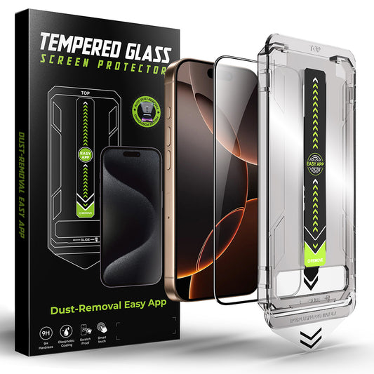 Techsuit TitanGlass Screen Protector for Apple iPhone 17 Pro, Tempered Glass, Full Glue, Black