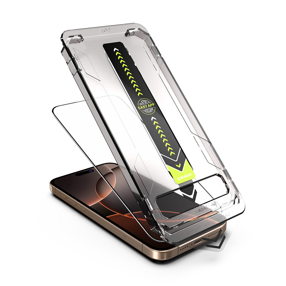 Techsuit TitanGlass Screen Protector for Apple iPhone 17 Pro, Tempered Glass, Full Glue, Black