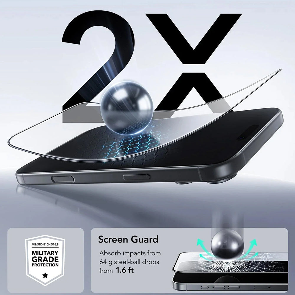 ESR UltraFit Screen Protector for Apple iPhone 17 Pro Max, Tempered Glass, Full Glue, Set of 3 Pieces