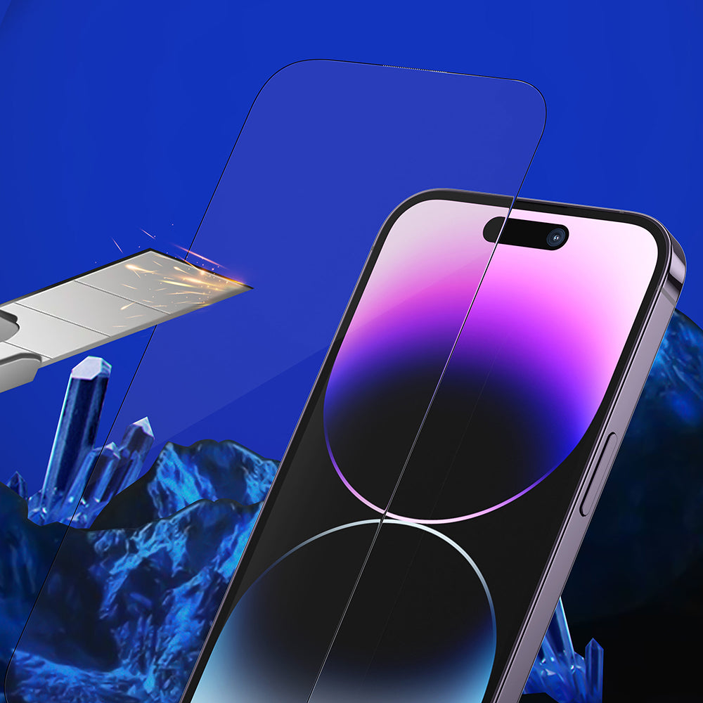 Privacy Screen Protector Blueo Sapphire Applicator Pro for Apple iPhone 17 Pro / 17 / 16 Pro, Tempered Glass, Full Glue