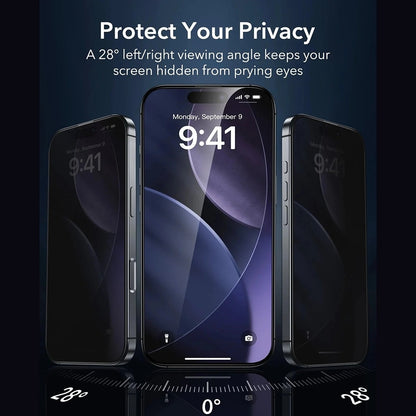 Privacy Screen Protector ESR Armorite UltraFit for Apple iPhone 17 Air, Tempered Glass, Full Glue, Set of 3 Pieces