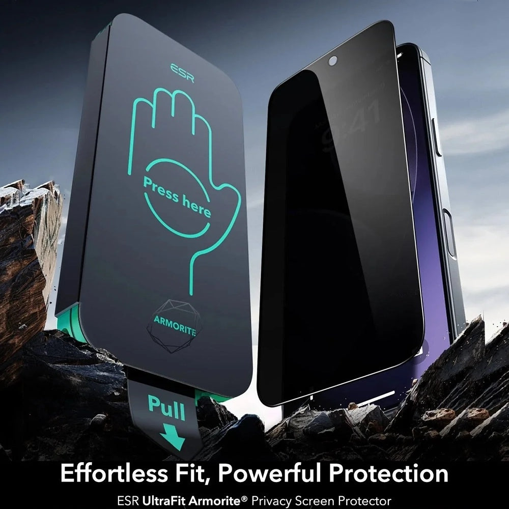 Privacy Screen Protector ESR Armorite UltraFit for Apple iPhone 17 Air, Tempered Glass, Full Glue, Set of 3 Pieces