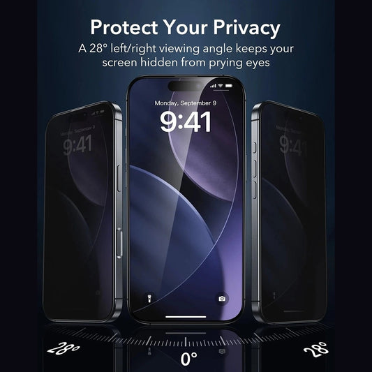 Privacy Screen Protector ESR Armorite UltraFit for Apple iPhone 17, Tempered Glass, Full Glue, Set of 3 Pieces