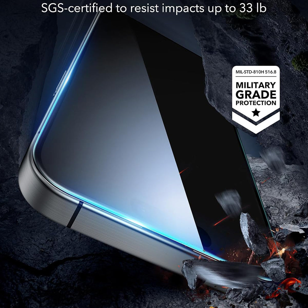Privacy Screen Protector ESR for Apple iPhone 17 Pro, Tempered Glass, Full Glue, Set of 3 Pieces