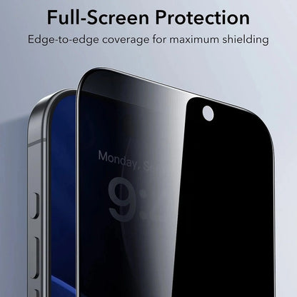 Privacy Screen Protector ESR UltraFit for Apple iPhone 17 / 16 Pro, Tempered Glass, Full Glue, Set of 3 Pieces