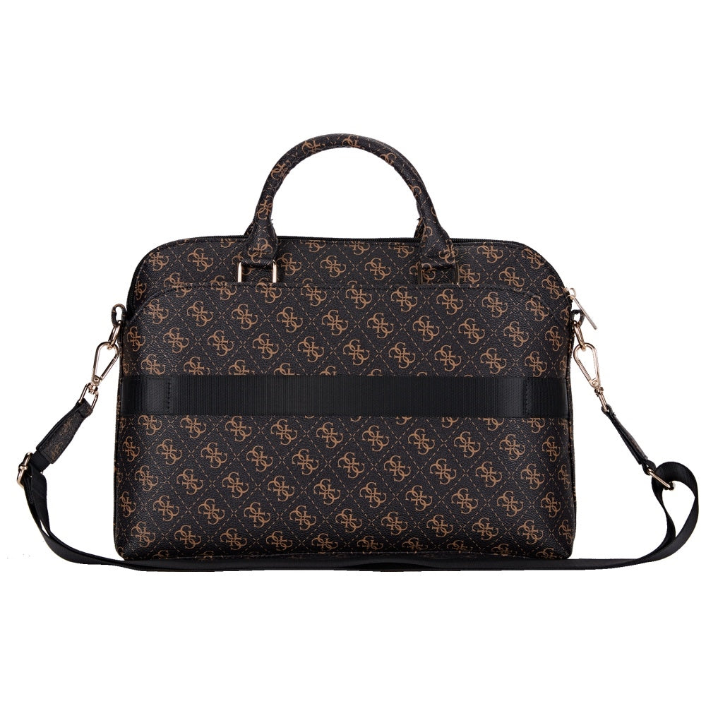 Guess 4G Triangle Logo Bag for 15inch Laptop, Black Brown